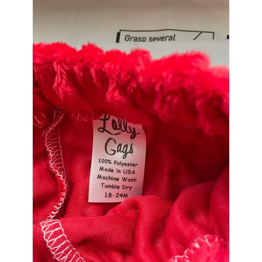 Lolly Gags red minky dot flare pants solid warm cozy elastic waist Size 18-24mo